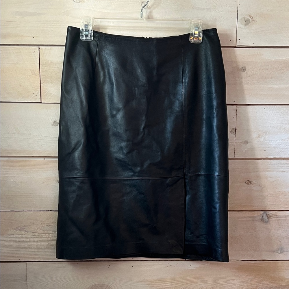 Mixit Faux Leather Skirt Knee Length Slit sz 10